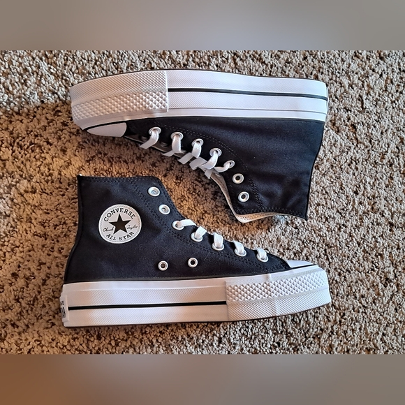 Chuck Taylor All Star Converse Platform Black High Tops Size 6 - Picture 4 of 9